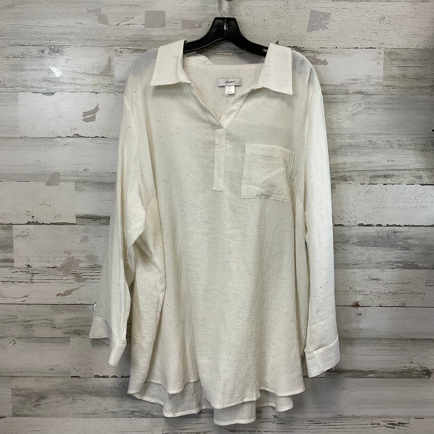 Blouse Long Sleeve By Cj Banks In White, Size: 3x