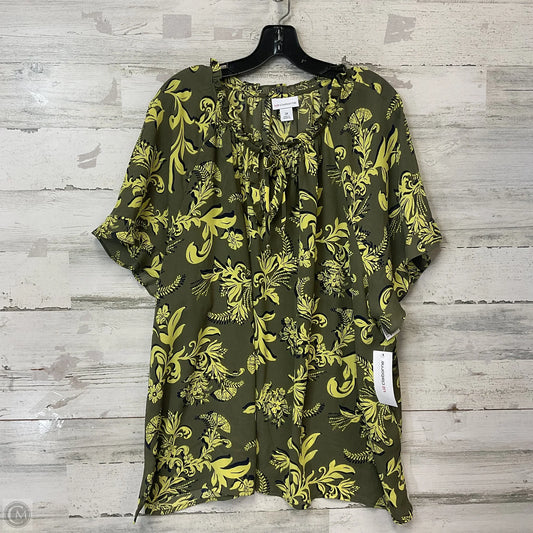 Blouse Short Sleeve By Liz Claiborne In Green, Size: 3x