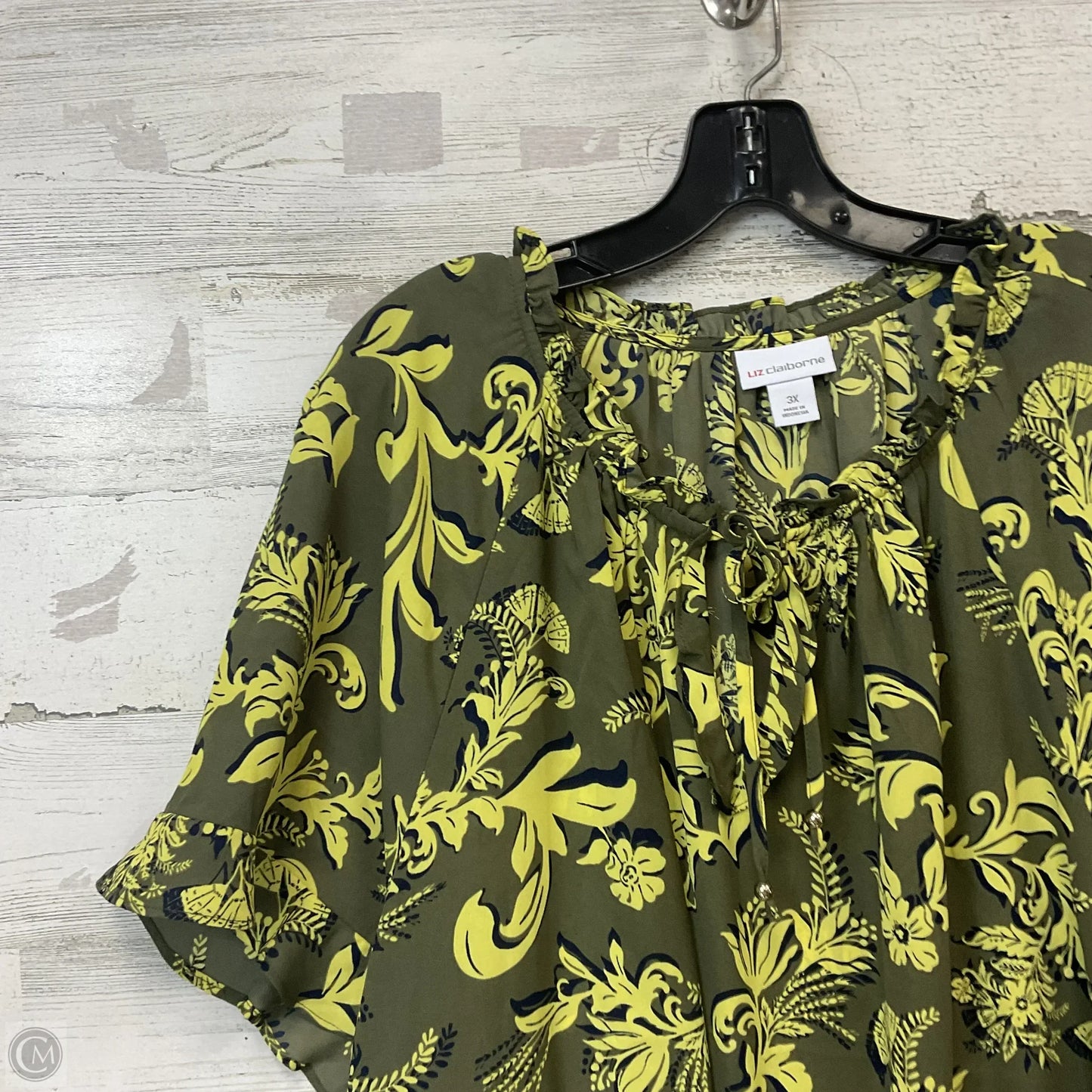 Blouse Short Sleeve By Liz Claiborne In Green, Size: 3x