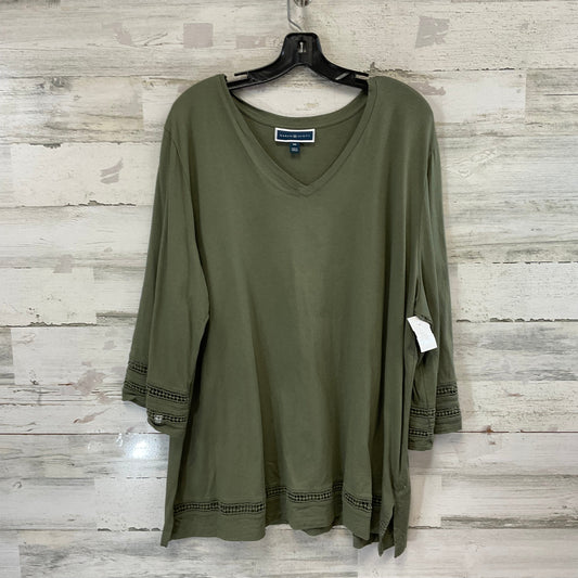 Top Long Sleeve Basic By Karen Scott In Green, Size: 3x