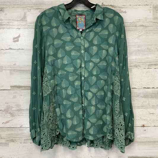 Blouse Long Sleeve By Johnny Was In Green, Size: M