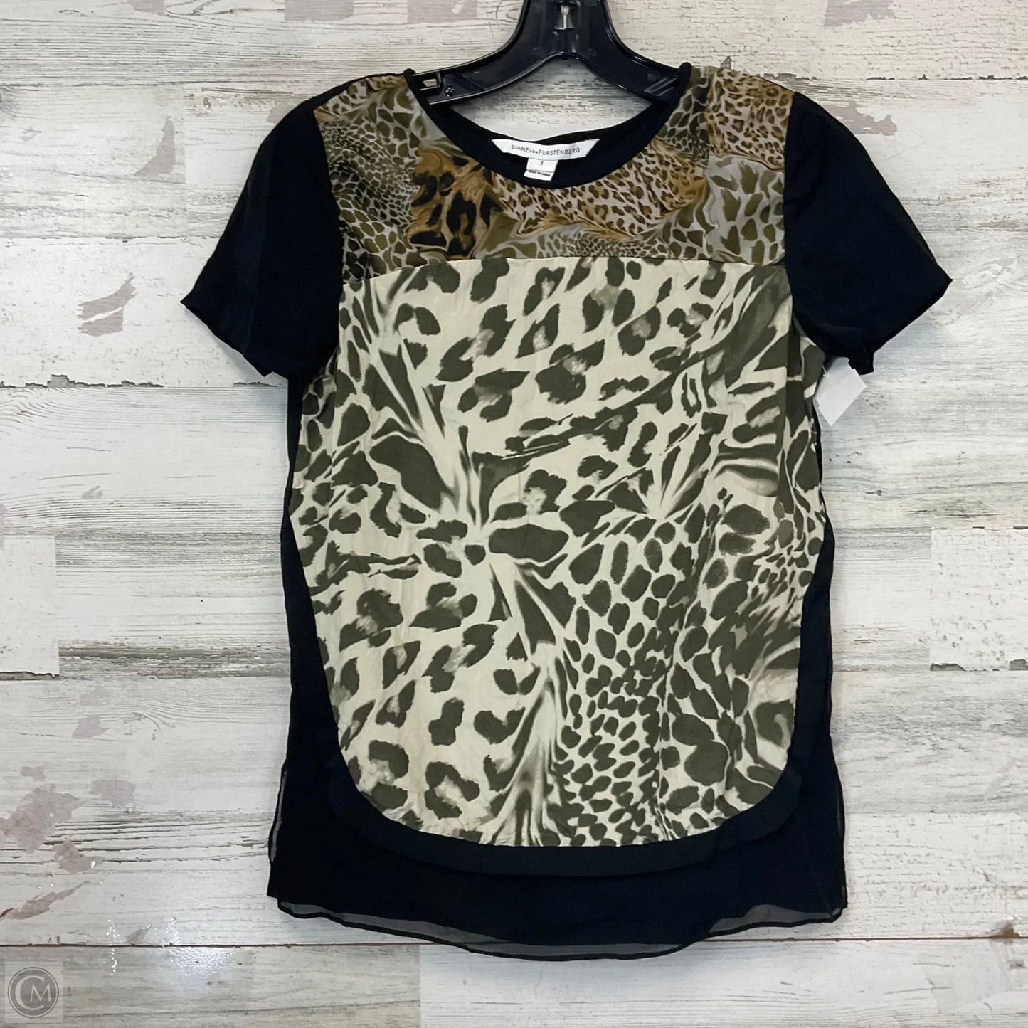 Top Short Sleeve Designer By Diane Von Furstenberg In Black, Size: Xs
