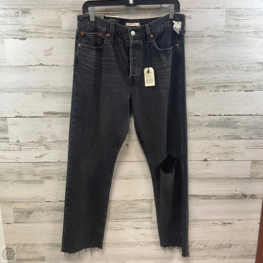 Jeans Straight By Levis In Black Denim, Size: 12