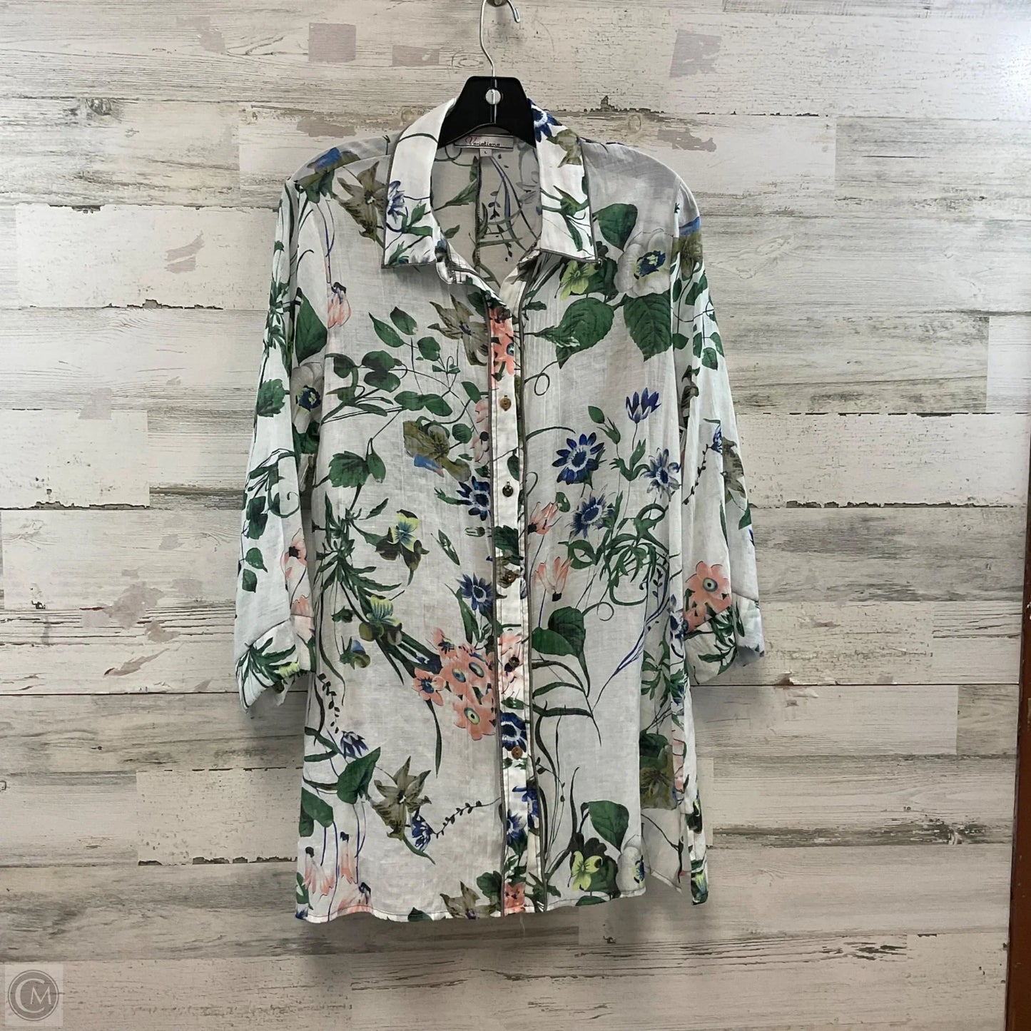 Blouse Long Sleeve By Variations In White, Size: L