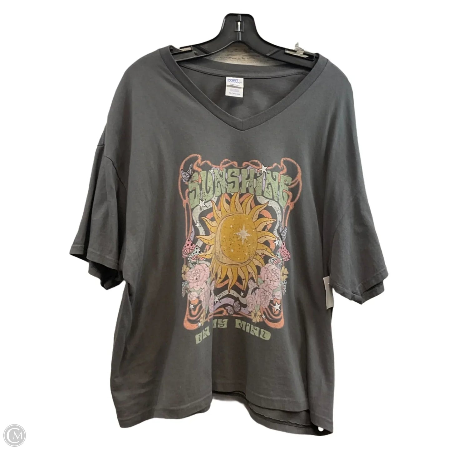 Top Short Sleeve By PORT & COMPANY In Grey, Size: 2x