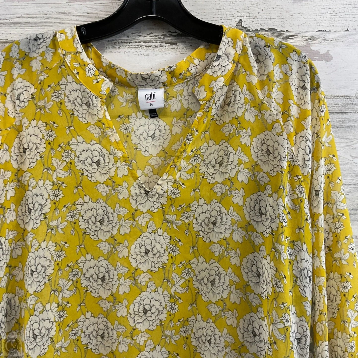 Blouse Long Sleeve By Cabi In Yellow, Size: M