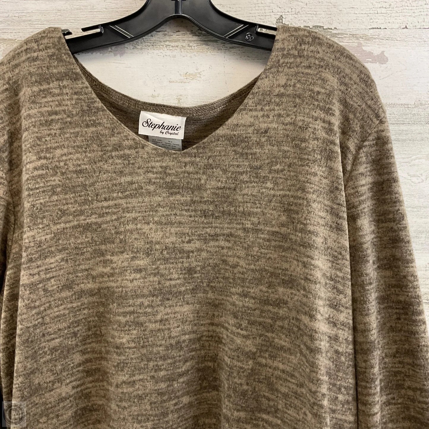 Top Long Sleeve Basic By Stephanie In Brown, Size: 2x