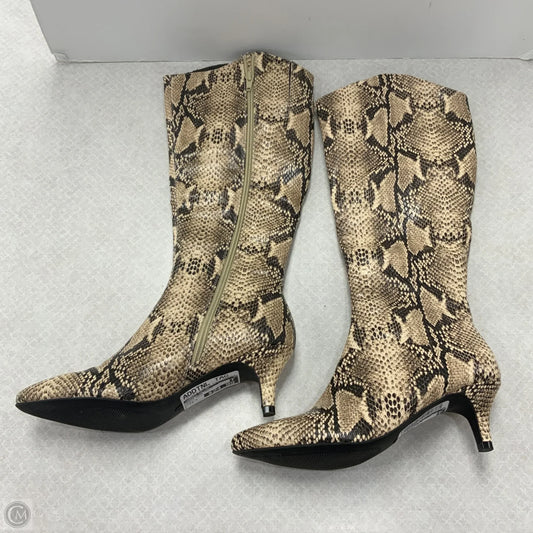 Boots Knee Heels By Andrew Gellar In Animal Print, Size: 6.5