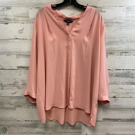 Blouse 3/4 Sleeve By Investments In Peach, Size: 2x