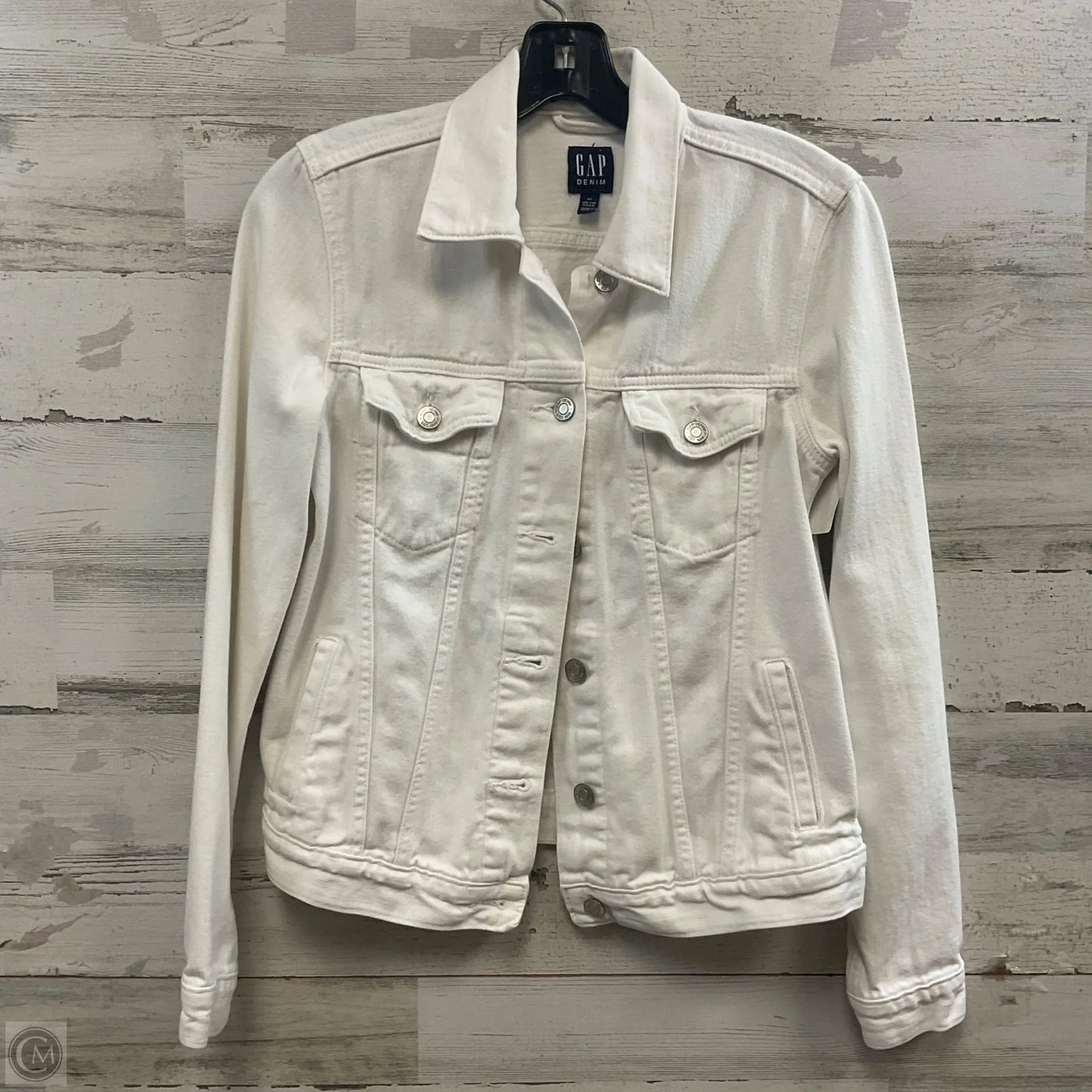 Jacket Denim By Gap In White Denim, Size: Xs
