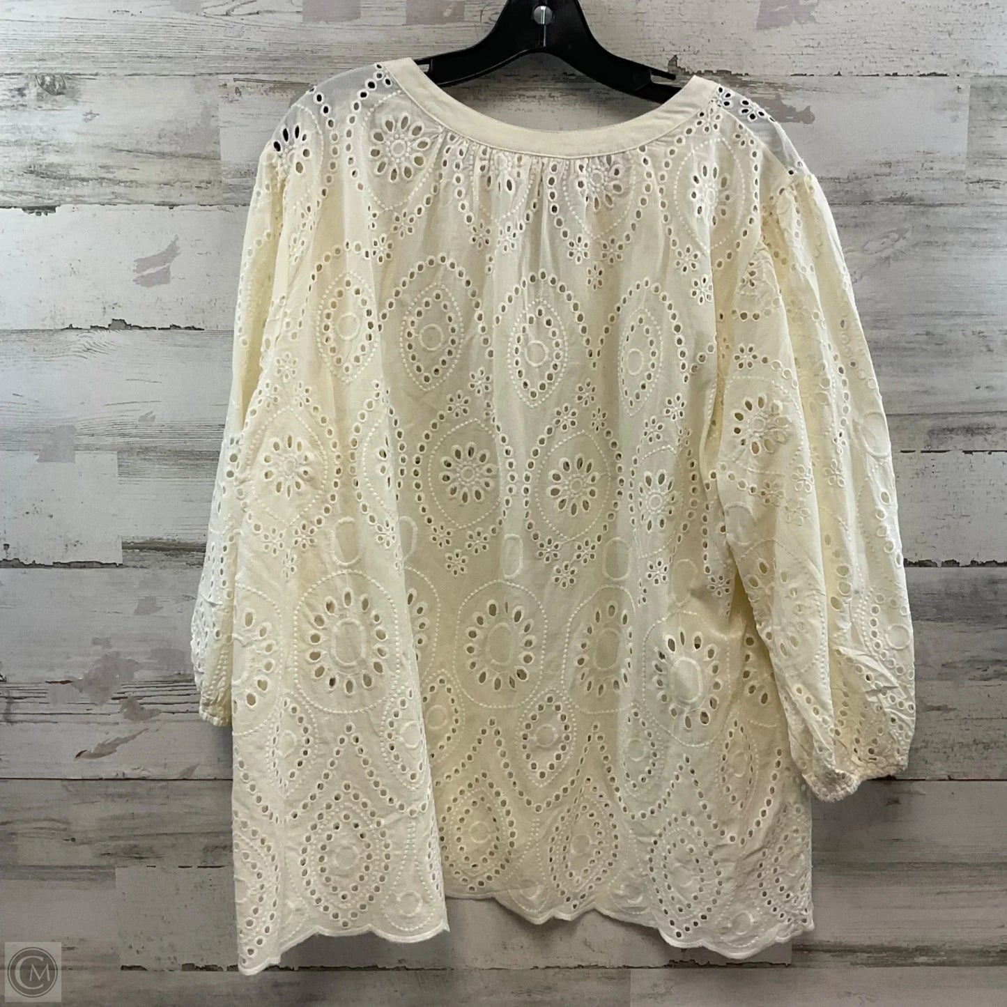 Top 3/4 Sleeve By Adiva In Cream, Size: 2x