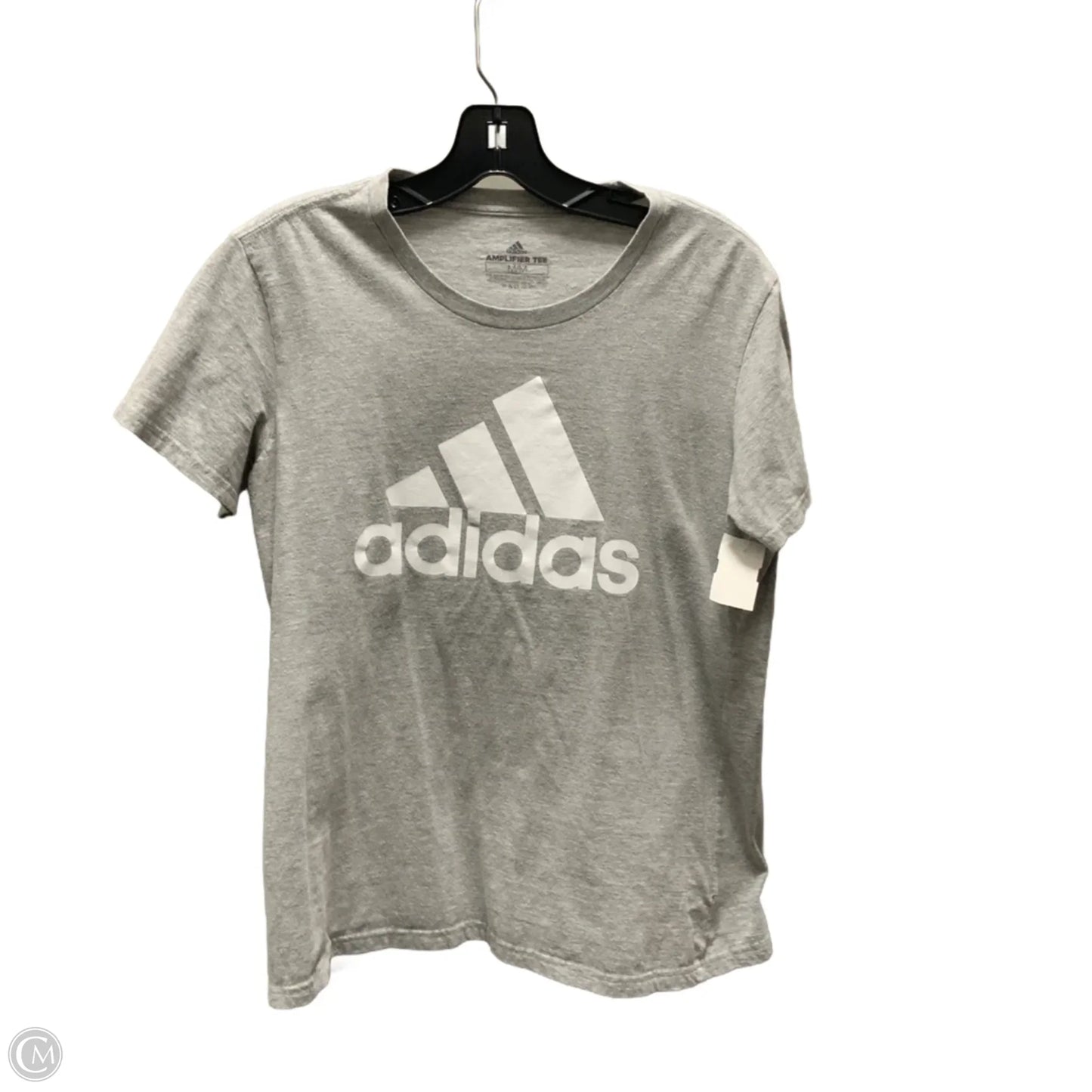 Athletic Top Short Sleeve By Adidas In Grey, Size: M