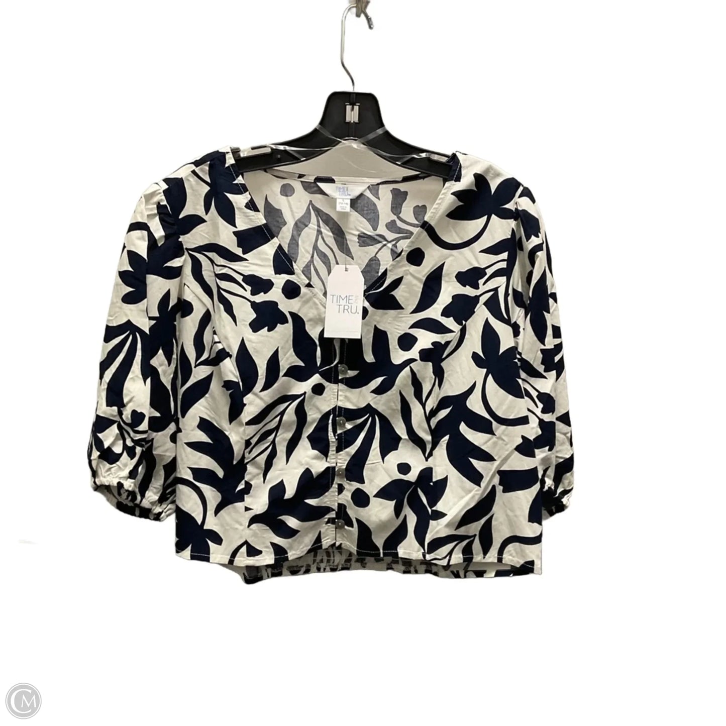 Top Short Sleeve Basic By Time And Tru In Blue, Size: L