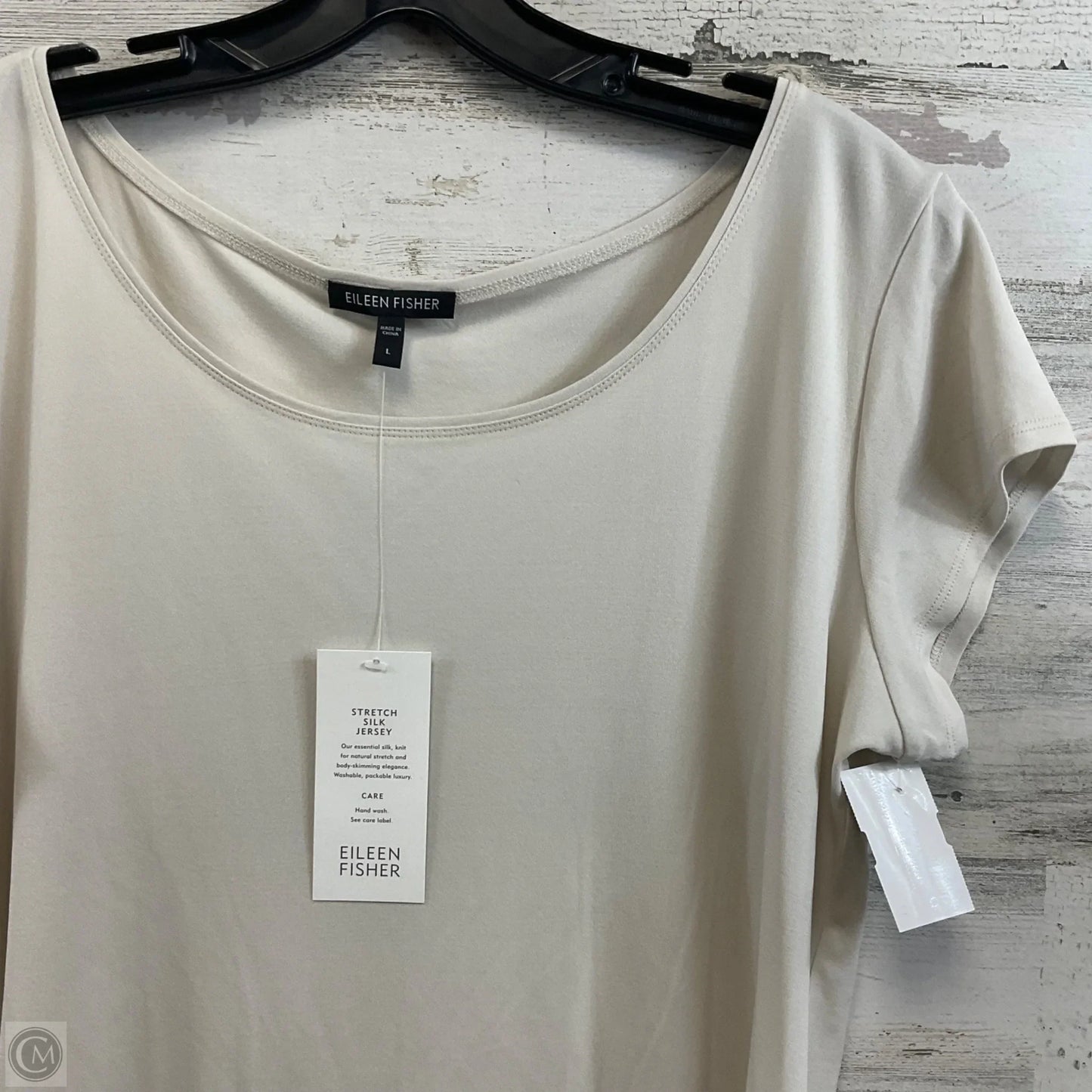 Top Short Sleeve By Eileen Fisher In Beige, Size: L