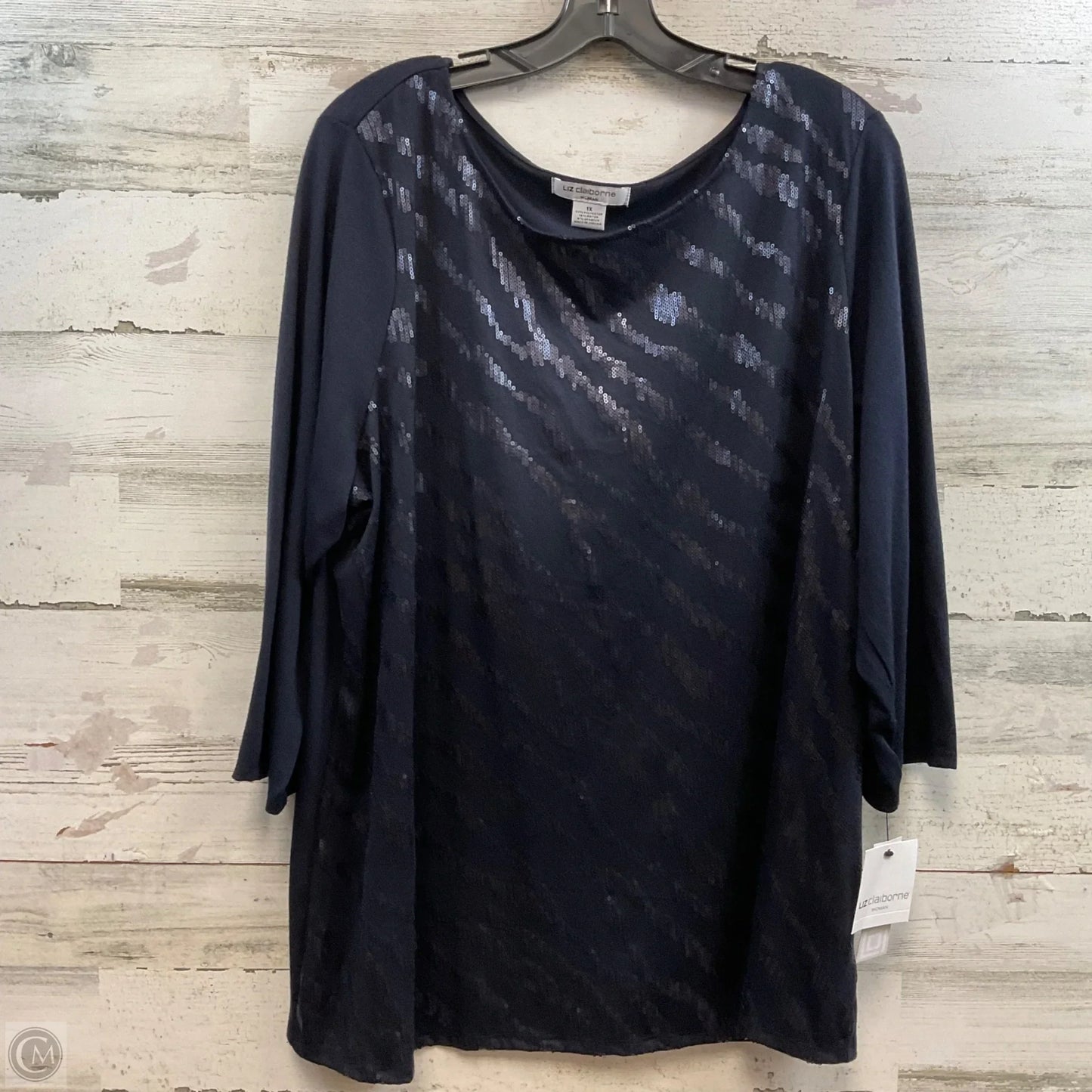 Top Long Sleeve Basic By Liz Claiborne In Blue, Size: 1x