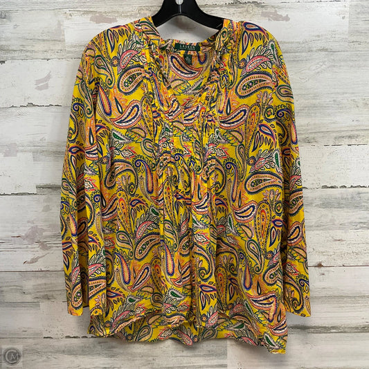 Blouse Long Sleeve By Lauren By Ralph Lauren In Yellow, Size: 1x