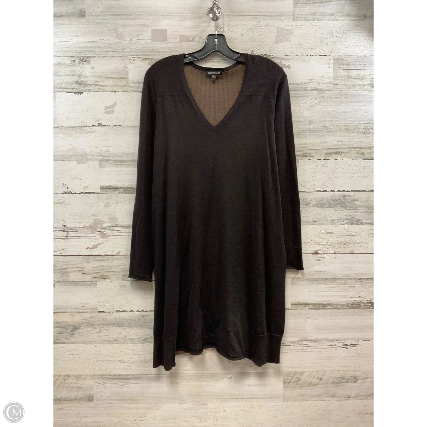 Dress Sweater By Eileen Fisher In Brown, Size: L