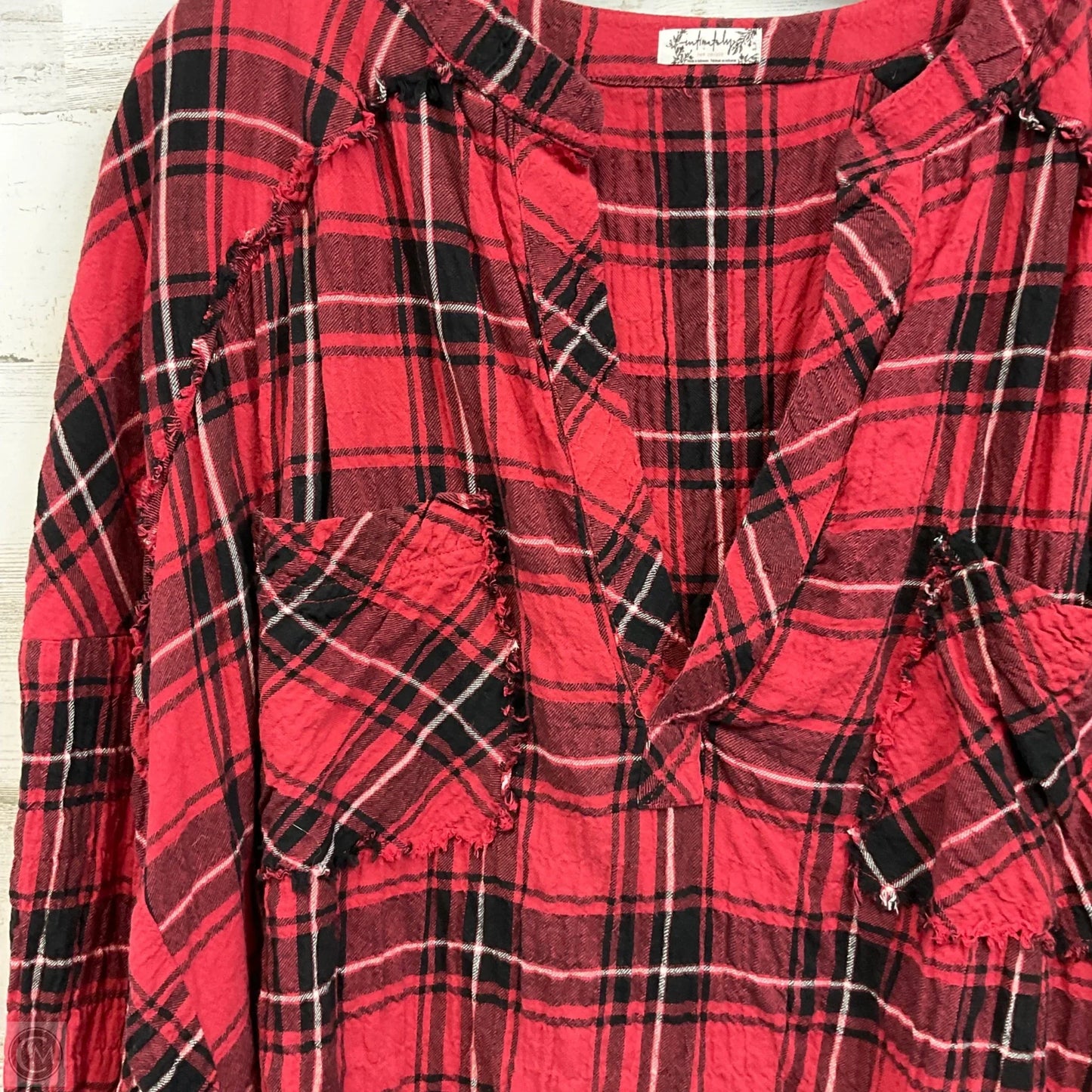 Top 3/4 Sleeve By Free People In Black & Red, Size: S