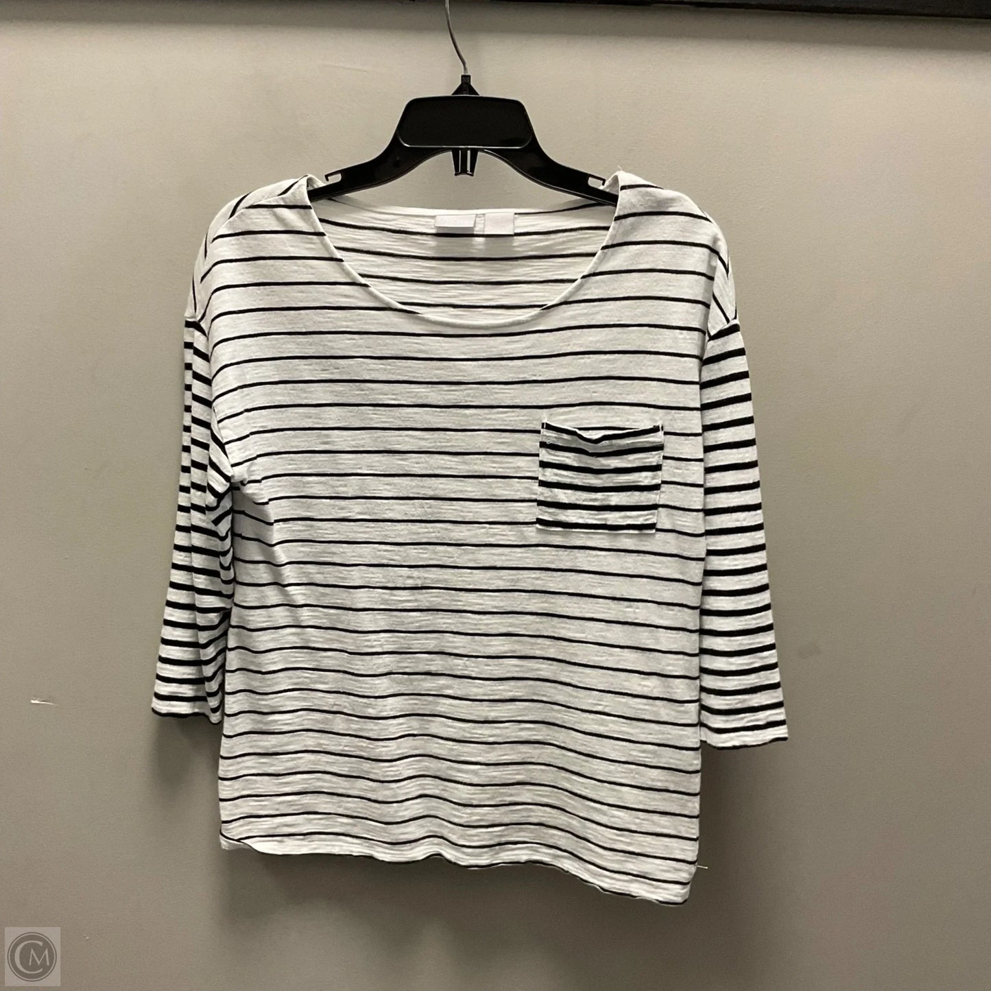 Top 3/4 Sleeve By Chicos In Black & White, Size: S