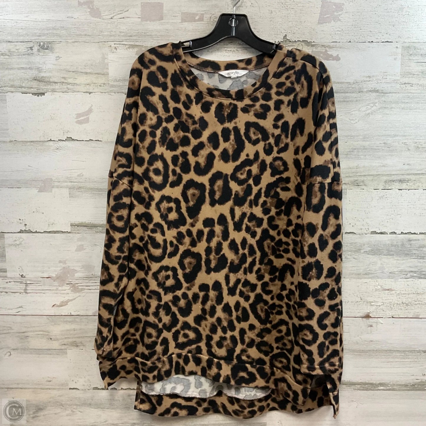 Top Long Sleeve By Amaryllis In Animal Print, Size: 1x