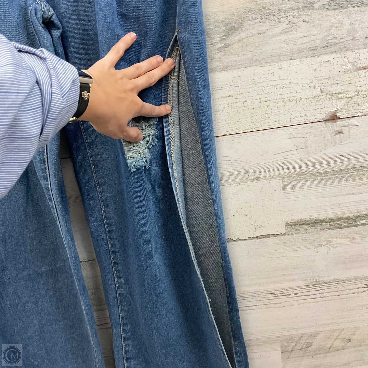 Jeans Wide Leg By Cmf In Blue Denim, Size: L