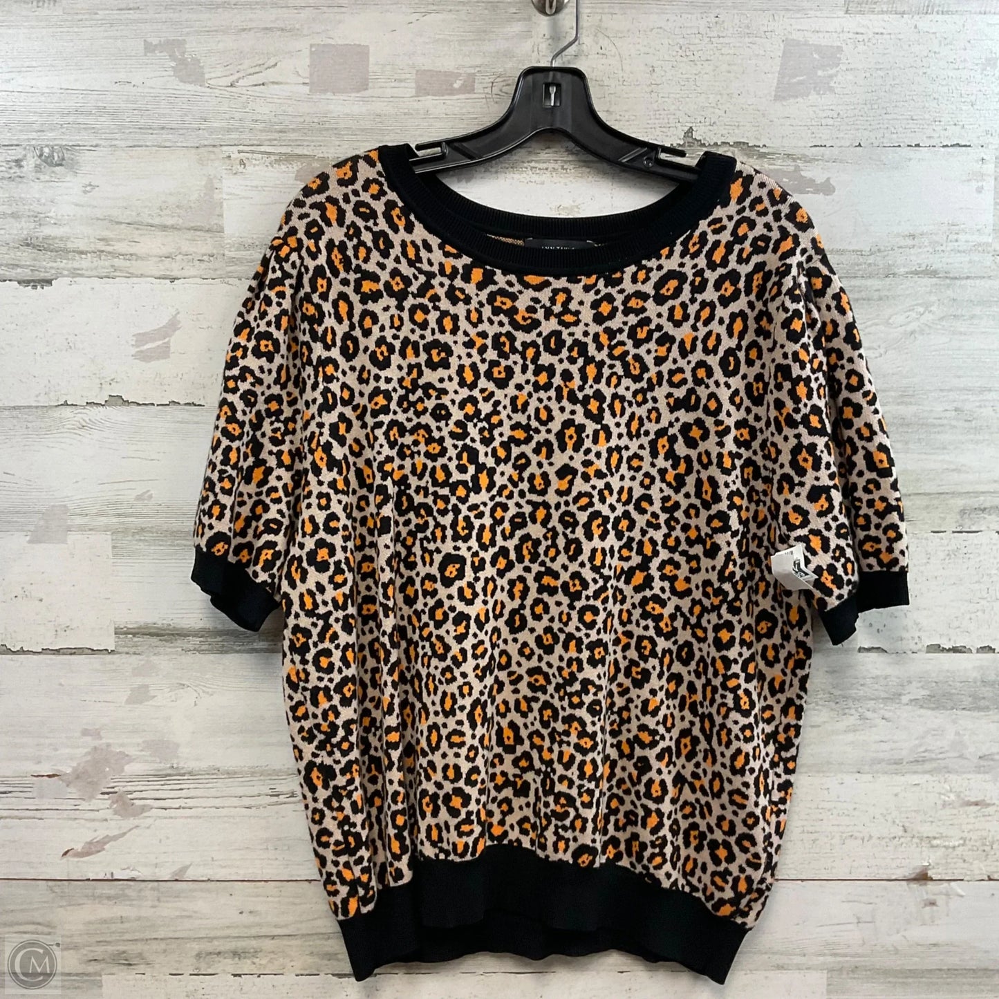 Top Short Sleeve By Ann Taylor In Animal Print, Size: Xxl