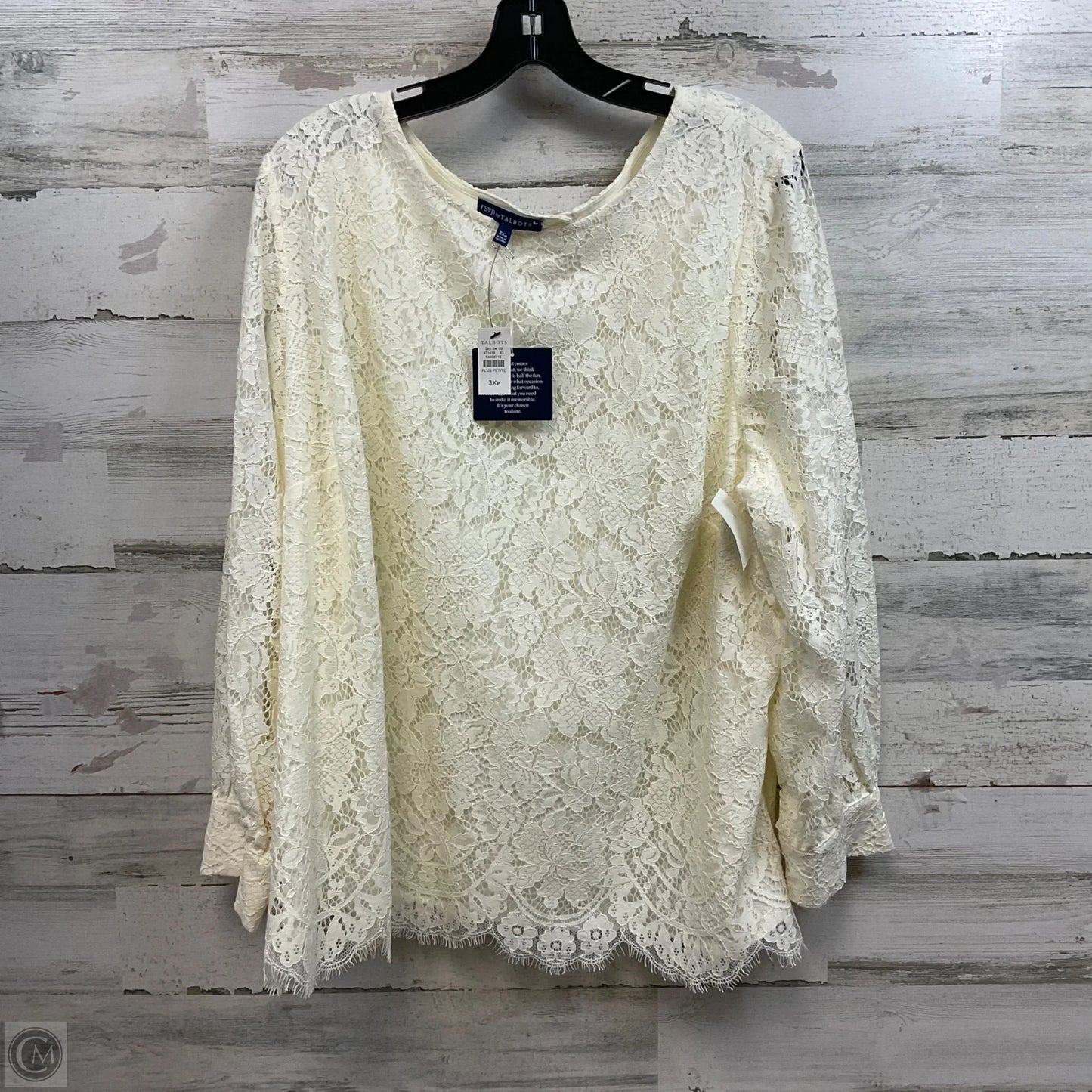 Top Long Sleeve By Talbots In Cream, Size: 3x Petite