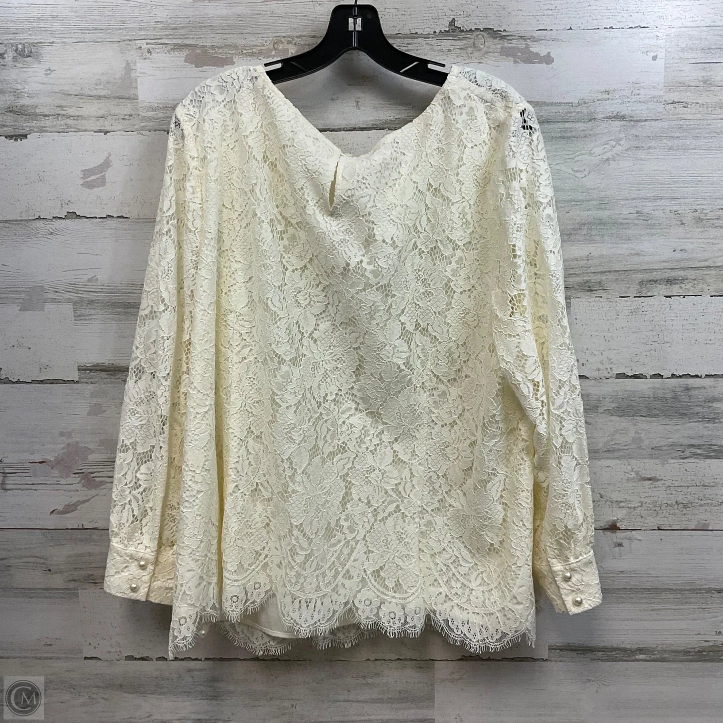Top Long Sleeve By Talbots In Cream, Size: 3x Petite