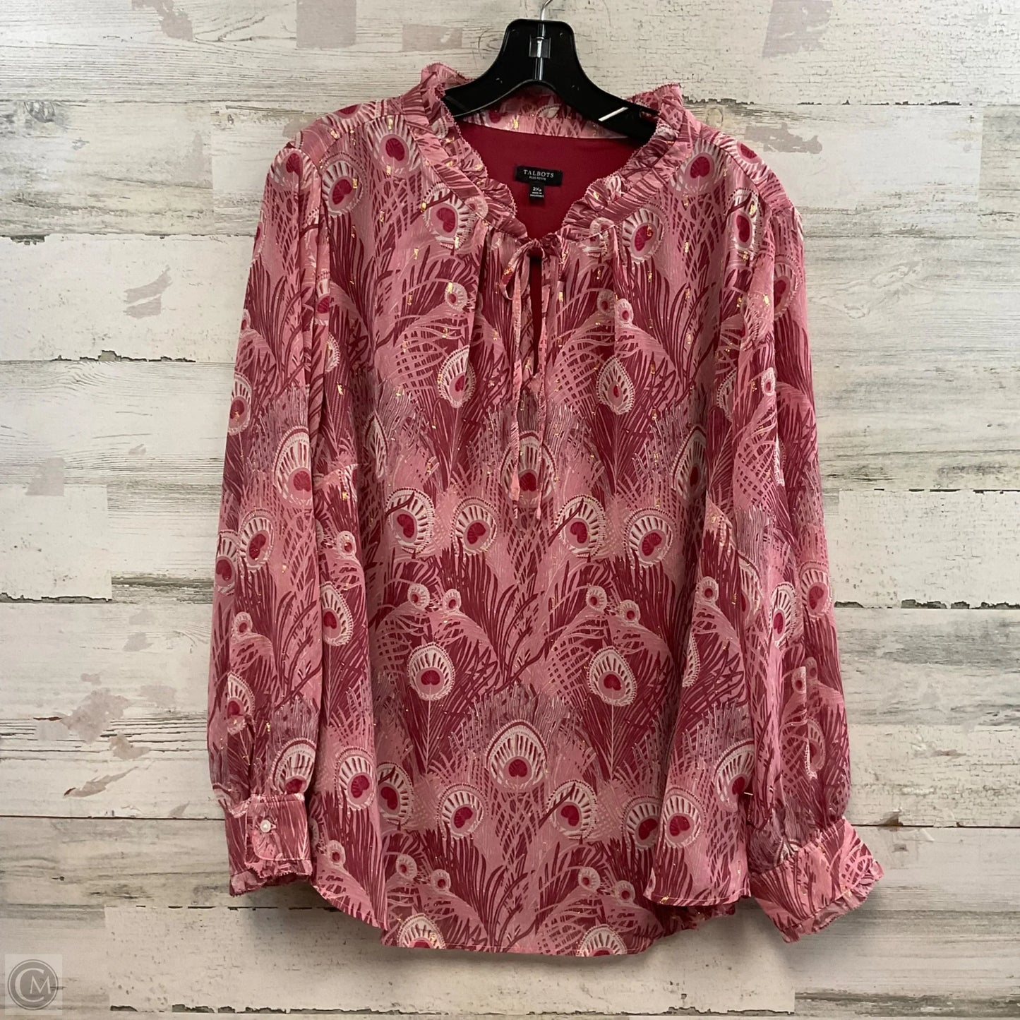 Top Long Sleeve By Talbots In Red, Size: 2x