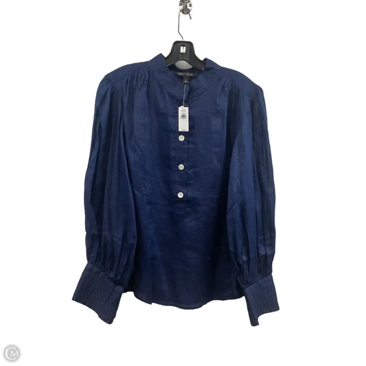 Blouse Long Sleeve By Banana Republic In Blue, Size: L
