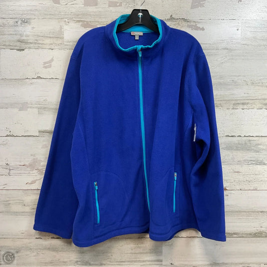 Jacket Fleece By Talbots In Blue, Size: 3x