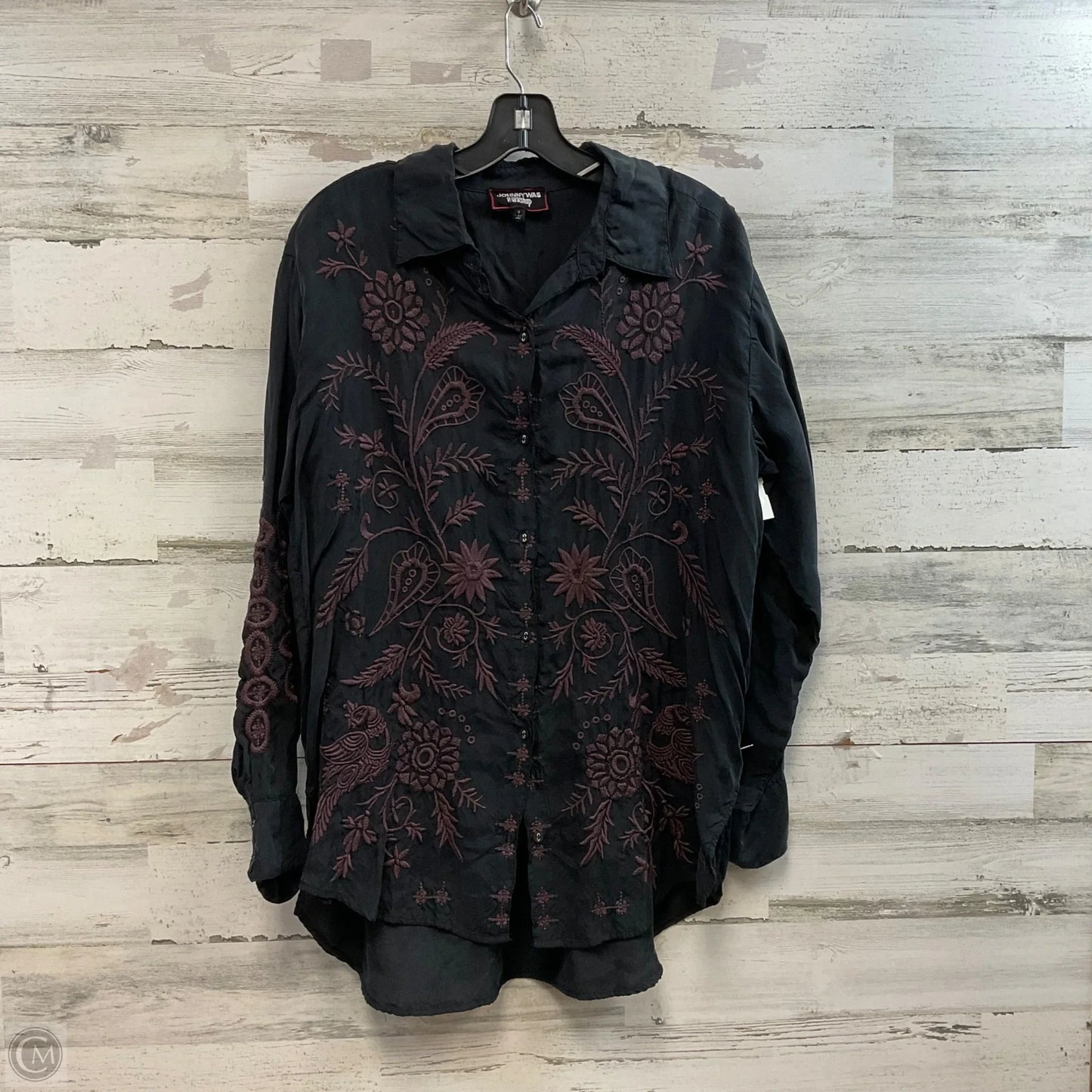 Blouse Long Sleeve By Johnny Was In Black, Size: M