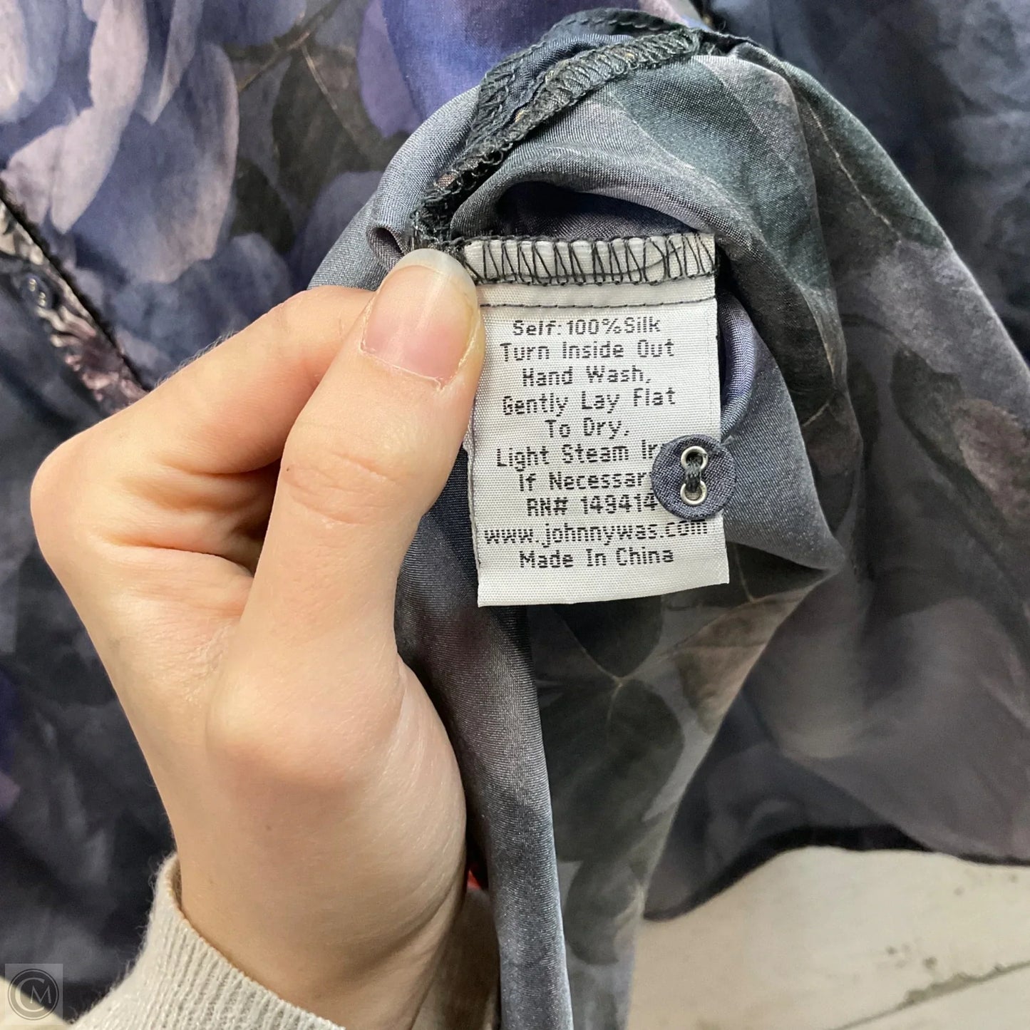 Blouse Long Sleeve By Johnny Was In Blue, Size: M