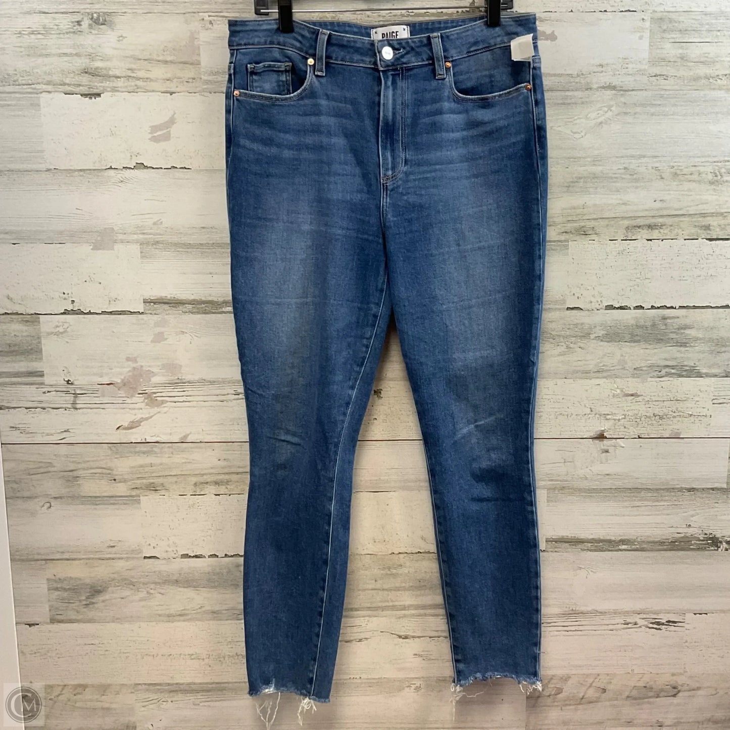 Jeans Straight By Paige In Blue Denim, Size: 12