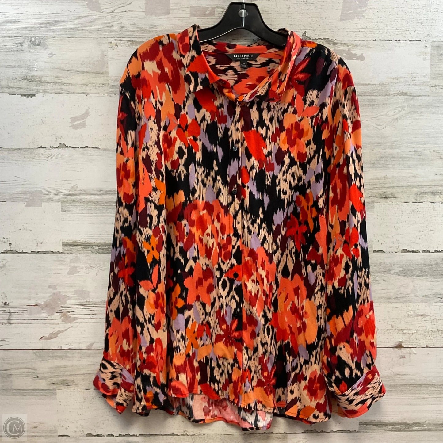 Top Long Sleeve By Liverpool In Orange, Size: 3x