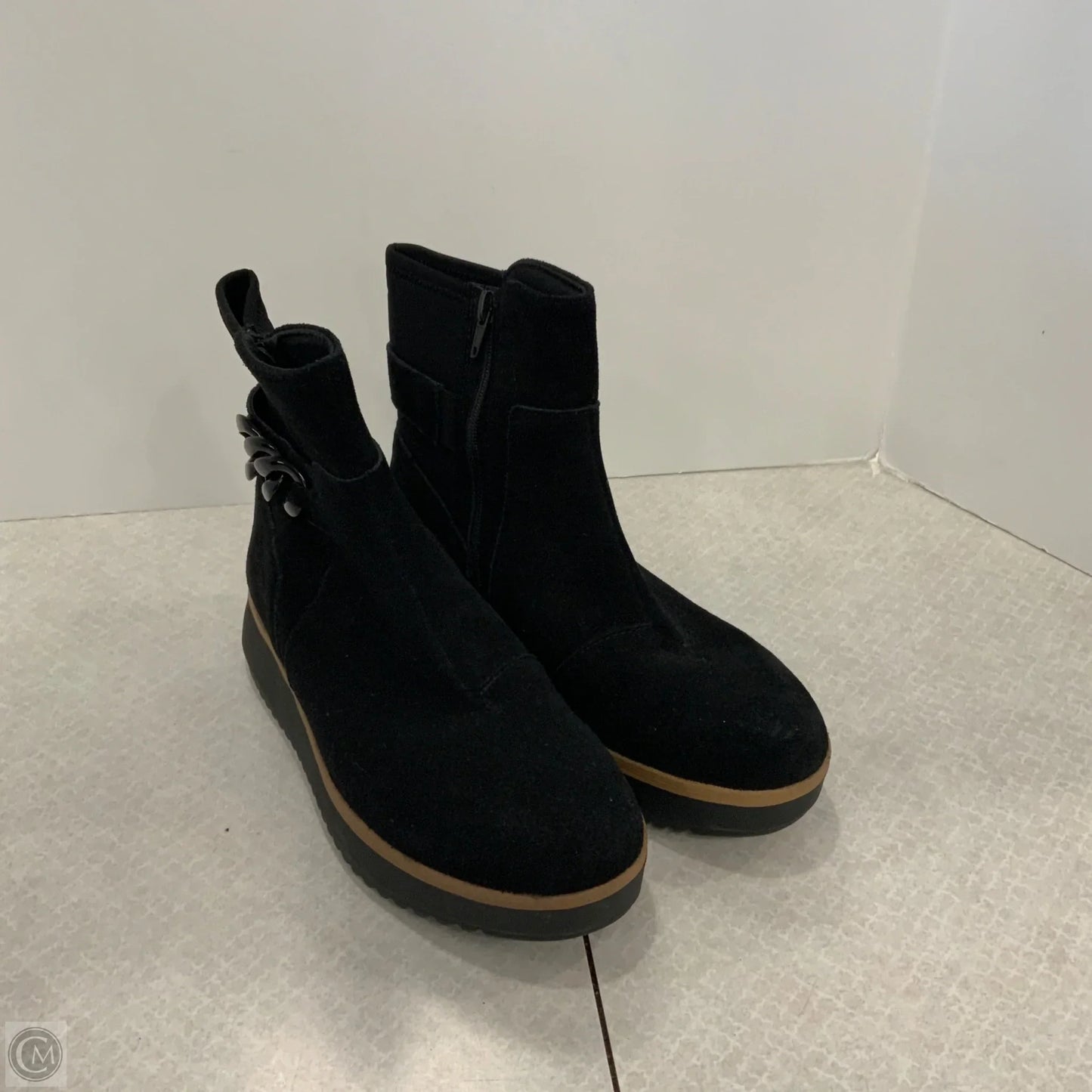 Boots Ankle Flats By Clarks In Black, Size: 8.5