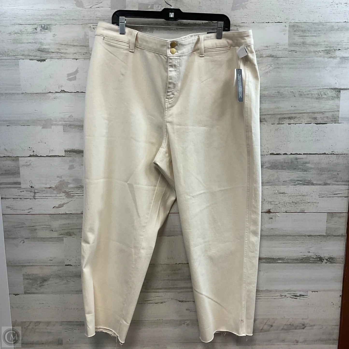 Jeans Straight By Talbots In Cream Denim, Size: 20