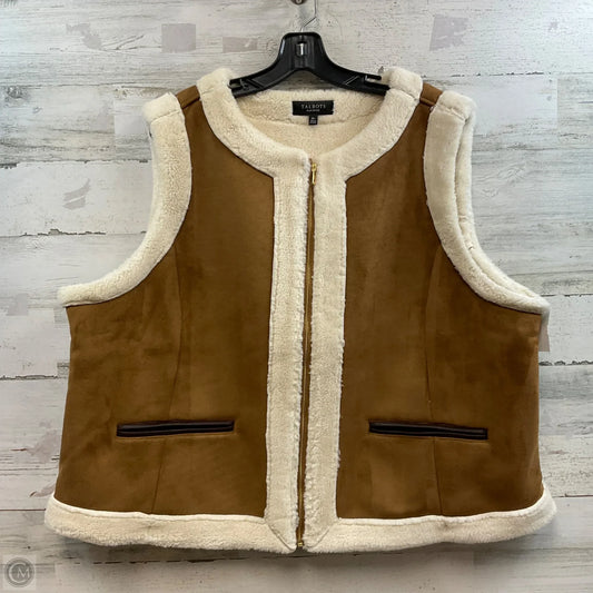 Vest Faux Fur & Sherpa By Talbots In Brown & Cream, Size: 3x
