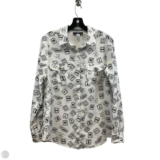 Blouse Designer By Karl Lagerfeld In Black & White, Size: Xs