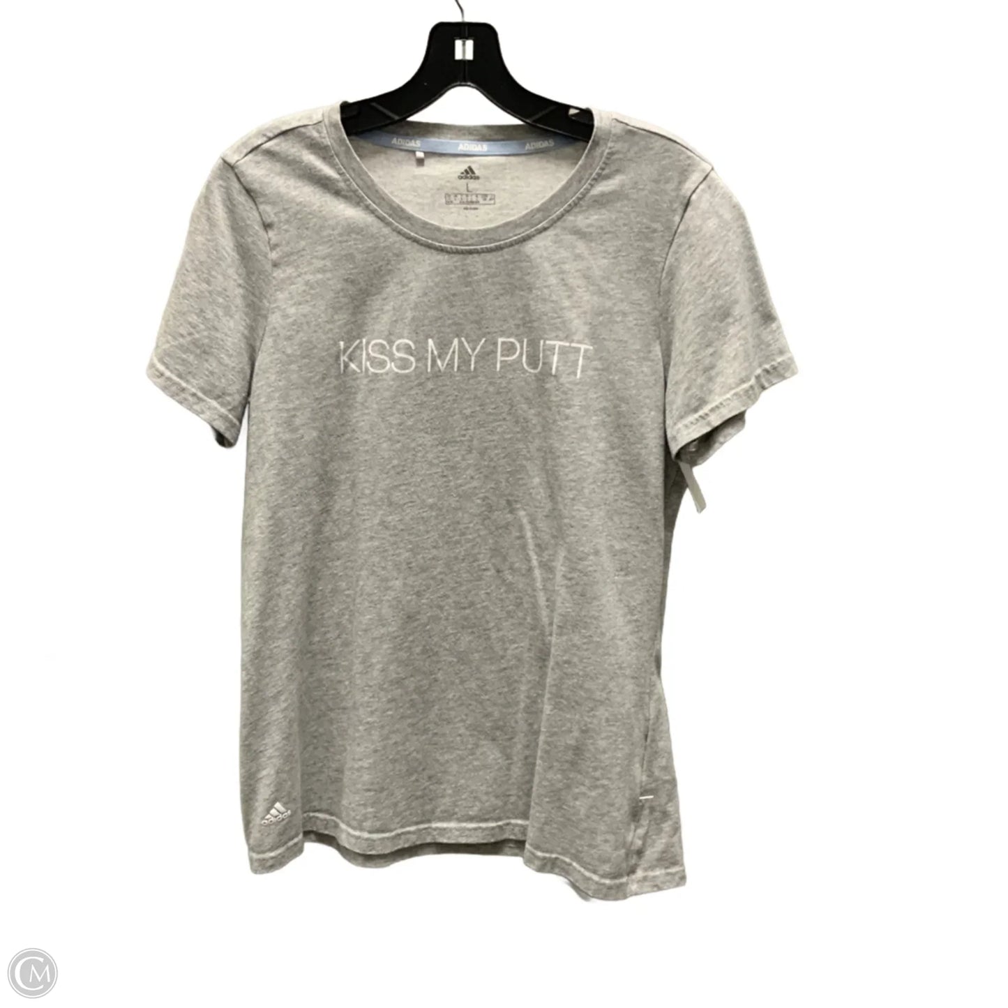 Athletic Top Short Sleeve By Adidas In Grey, Size: L