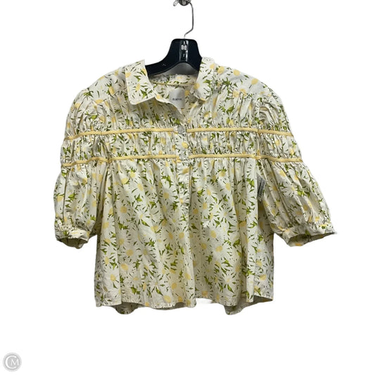 Blouse Short Sleeve By Maeve In Yellow, Size: L