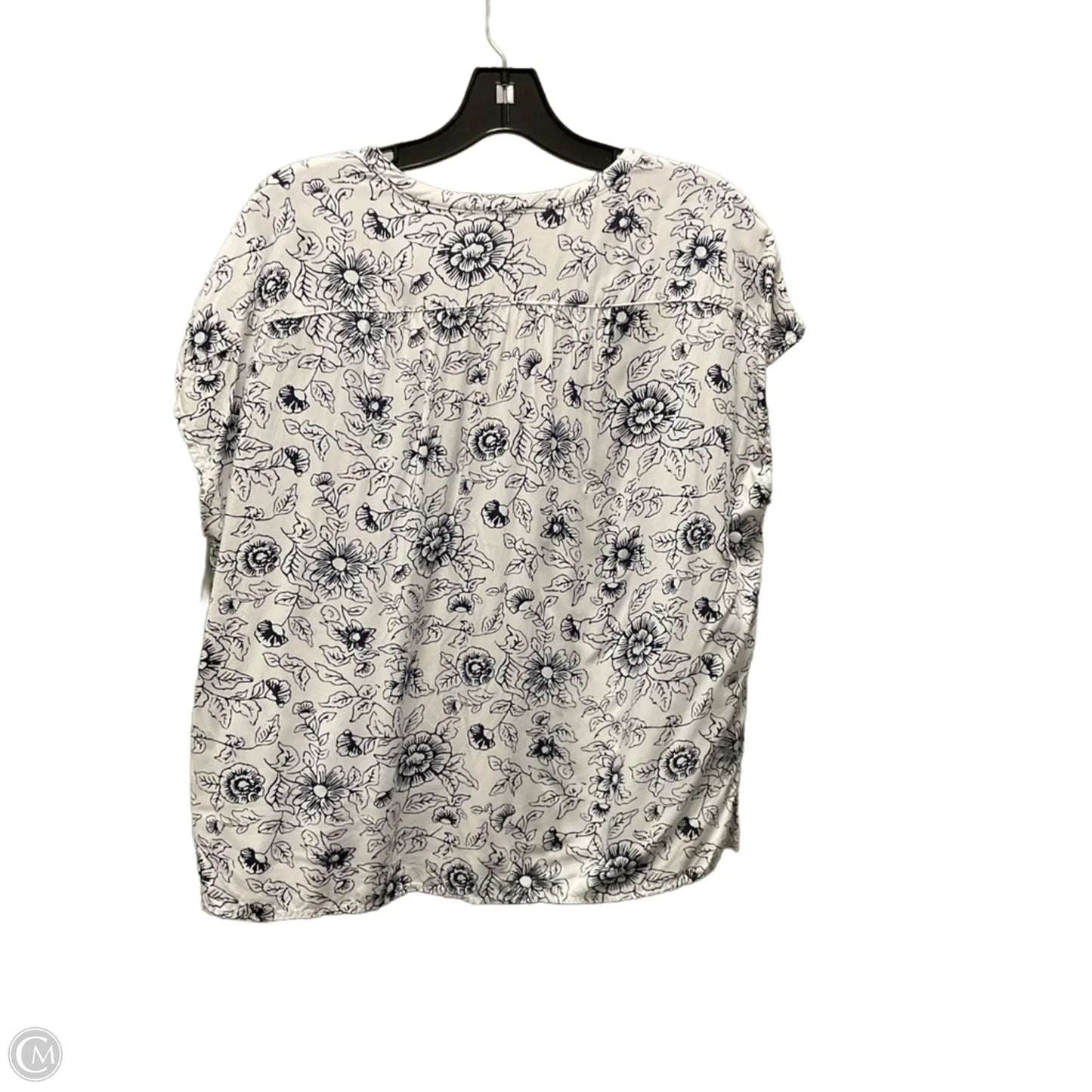 Top Short Sleeve By Loft In Blue & White, Size: L