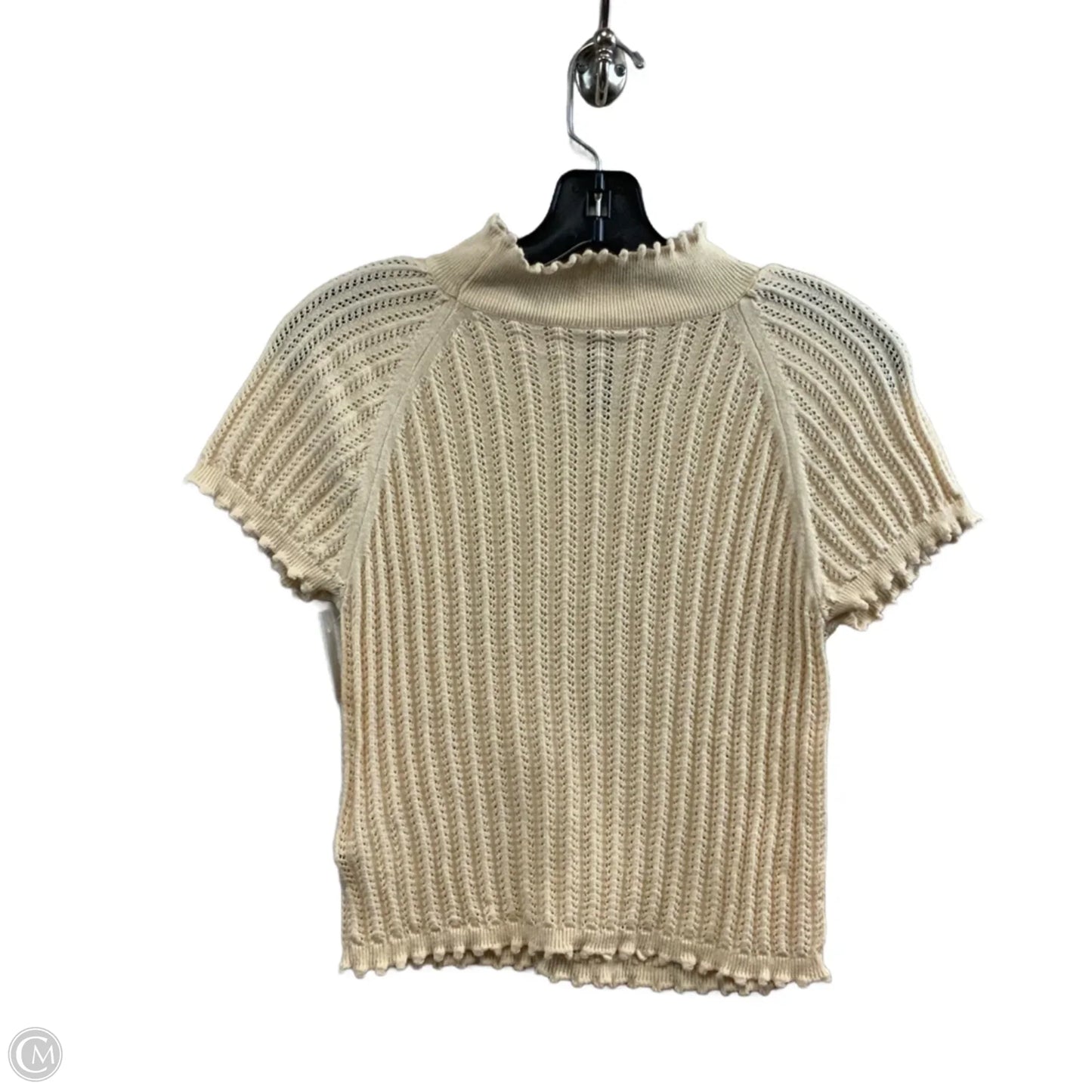 Top Short Sleeve By Anthropologie In Cream, Size: S
