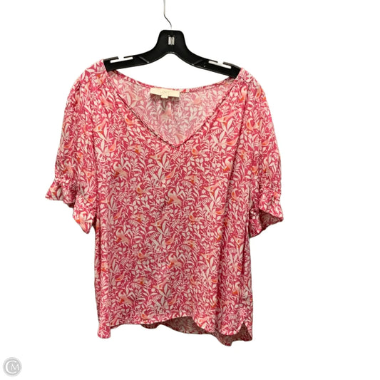 Top Short Sleeve By Loft In Pink, Size: L