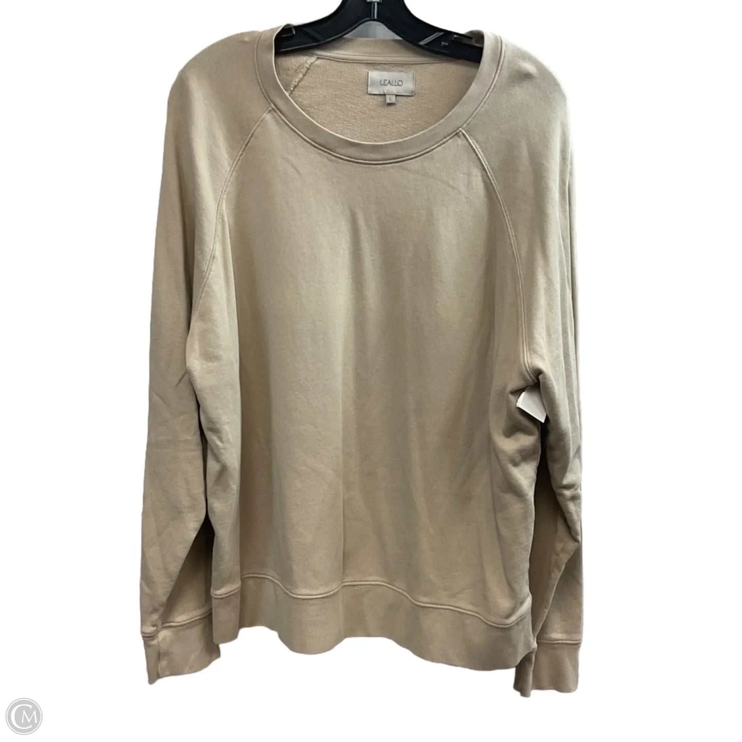 Sweatshirt Crewneck By LEALLO In Tan, Size: L