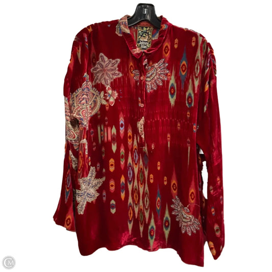 Blouse Long Sleeve By Johnny Was In Maroon, Size: M