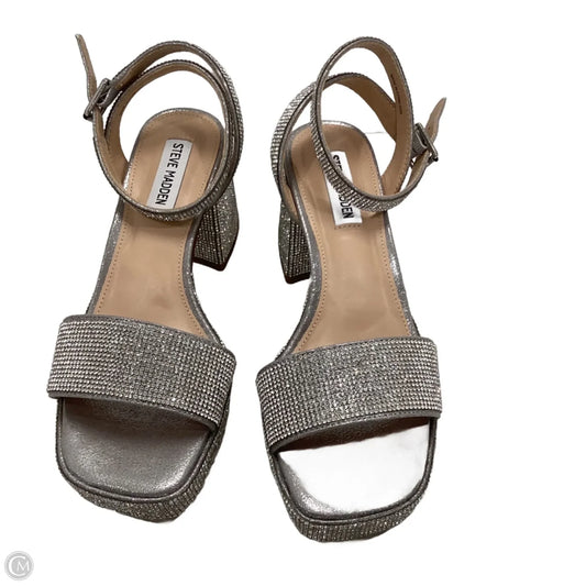 Sandals Heels Block By Steve Madden In Silver, Size: 7.5