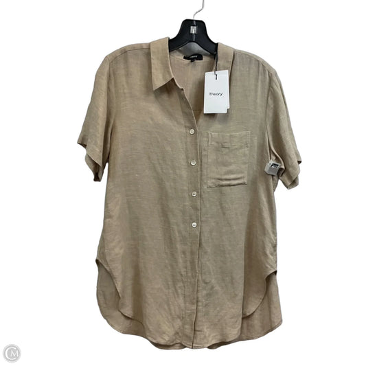 Blouse Short Sleeve By Theory In Brown, Size: M