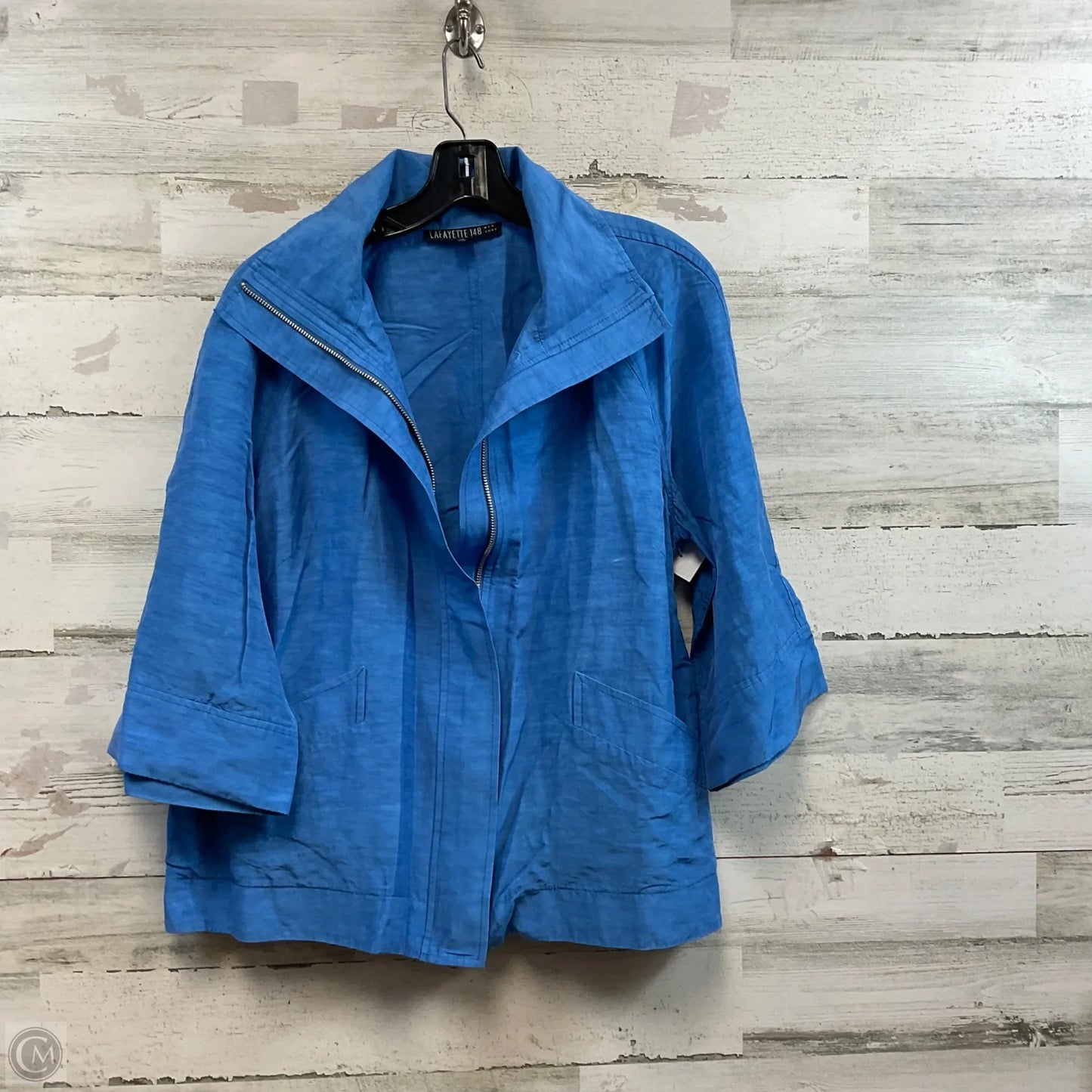 Top Long Sleeve Designer By Lafayette 148 In Blue, Size: L