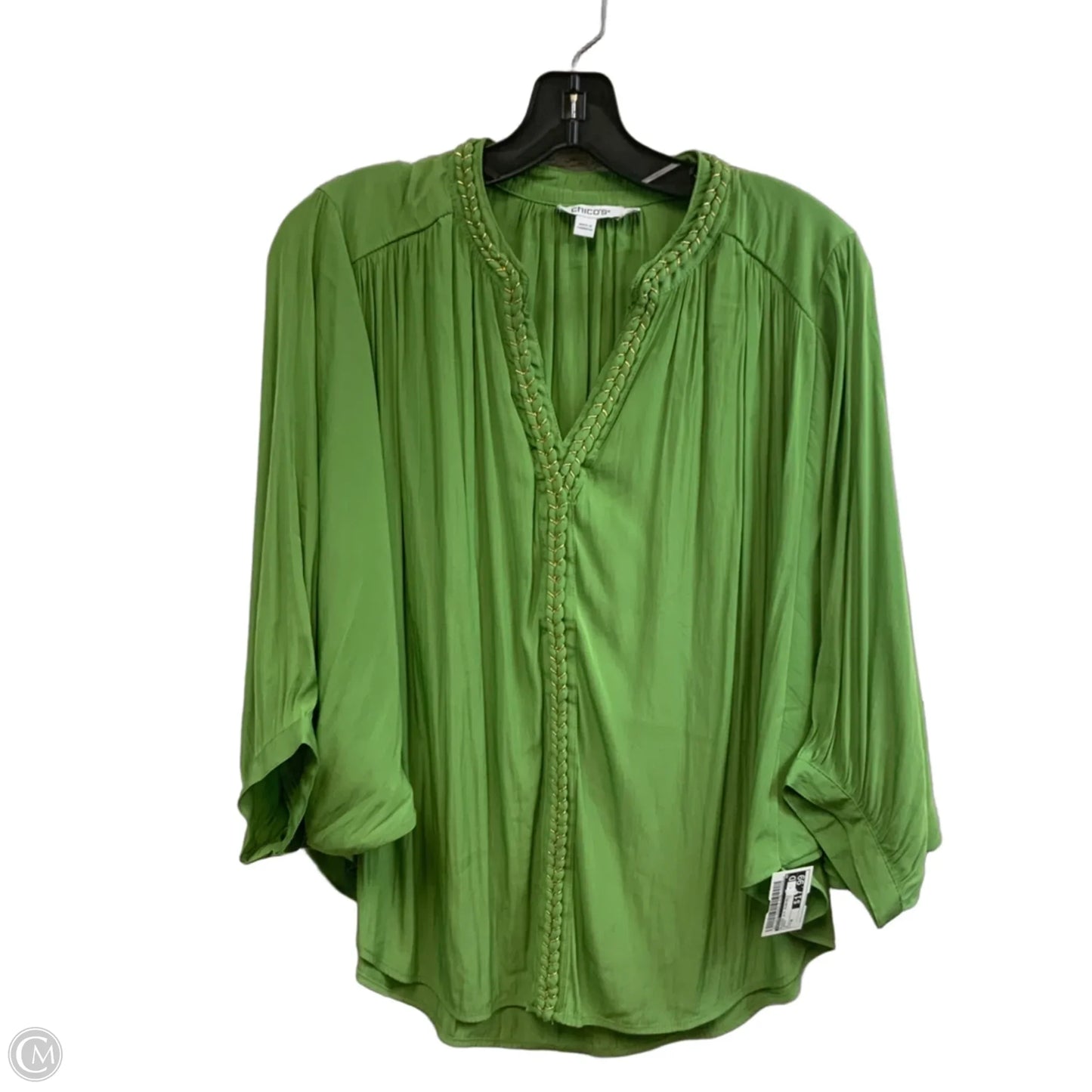 Blouse 3/4 Sleeve By Chicos In Green, Size: M